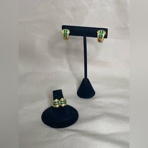 Vintage Emerald Ring And Earrings Set